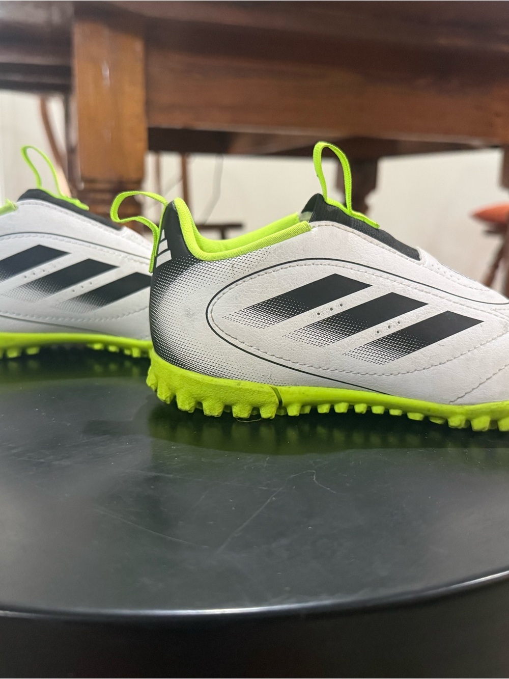 adidas Kids White & Neon Yellow/Black Turf Soccer Shoes